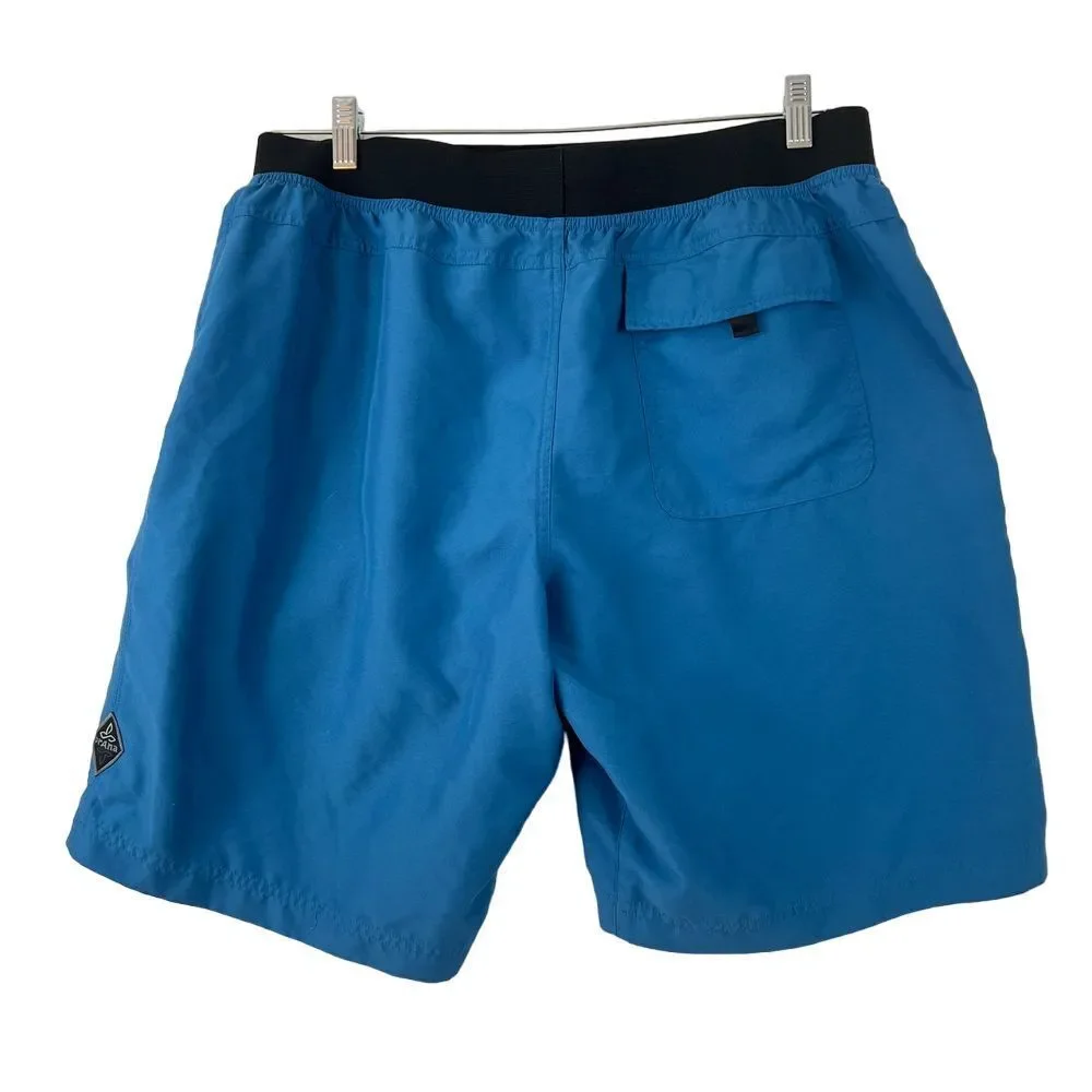 PRANA Mens Black‎ Elastic Waist Unlined Blue Short Size XL Inseam 10